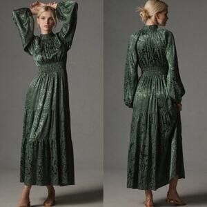 Anthropologie Green Somerset Maxi Dress